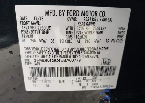 2014 Ford Edge Se z USA, uszkodzony, nr VIN 2FMDK4GC4EBA00779